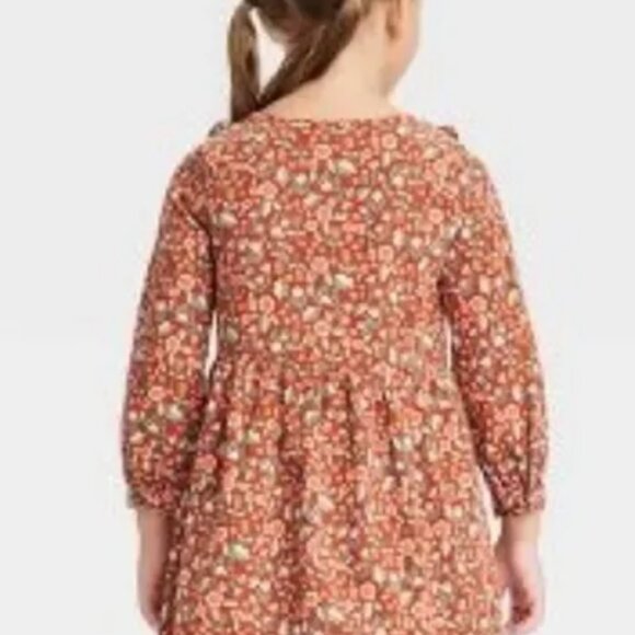 Toddler Girls Floral Ruffle Corduroy Long Sleeve Dress - Cat & Jack - Picture 7 of 7